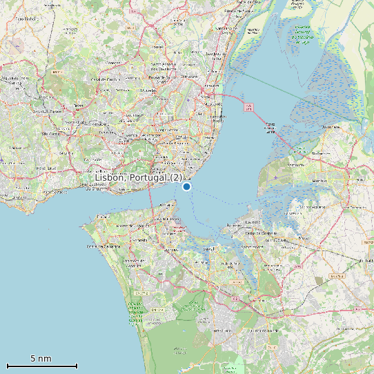 Map of Lisbon, Portugal (2) Tide Prediction Station