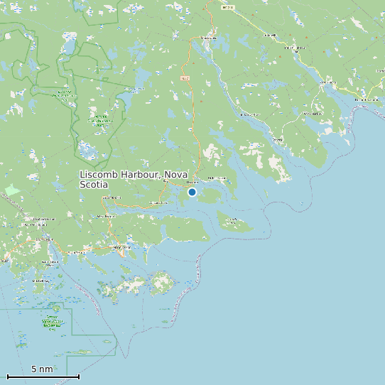 Map of Liscomb Harbour, Nova Scotia Tide Prediction Station