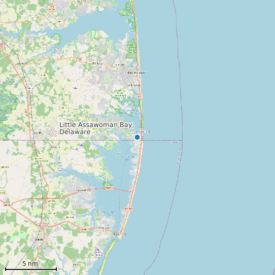 Map of Little Assawoman Bay, Delaware Tide Prediction Station