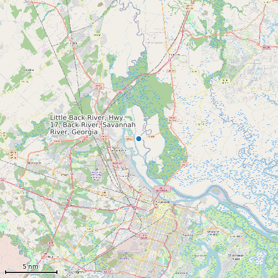 Map of Little Back River, Hwy. 17, Back River, Savannah River, Georgia Tide Prediction Station