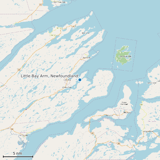 Map of Little Bay Arm, Newfoundland Tide Prediction Station