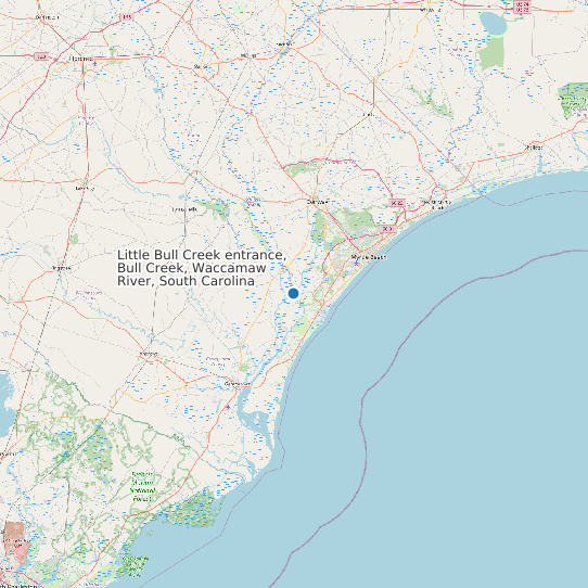 Map of Little Bull Creek entrance, Bull Creek, Waccamaw River, South Carolina Tide Prediction Station