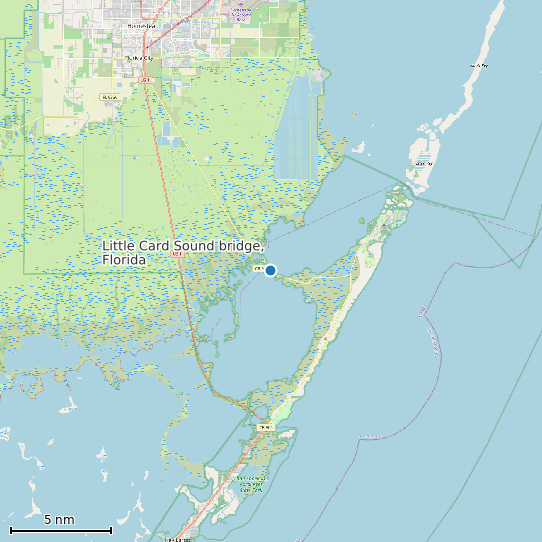 Map of Little Card Sound bridge, Florida Tide Prediction Station