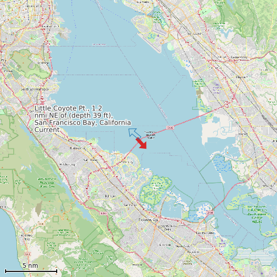 Map of Little Coyote Pt., 1.2 nmi NE of (depth 39 ft), San Francisco Bay, California Current Prediction Station