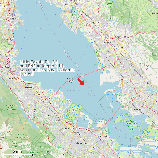 Map of Little Coyote Pt., 3.1 nmi ENE of (depth 4 ft), San Francisco Bay, California Current Prediction Station