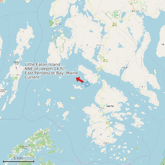 Map of Little Eaton Island, NNE of (depth 14 ft), East Penobscot Bay, Maine Current Prediction Station