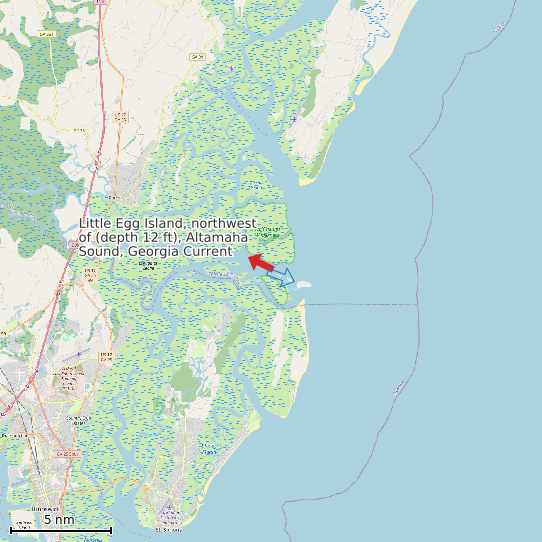 Map of Little Egg Island, northwest of (depth 12 ft), Altamaha Sound, Georgia Current Prediction Station