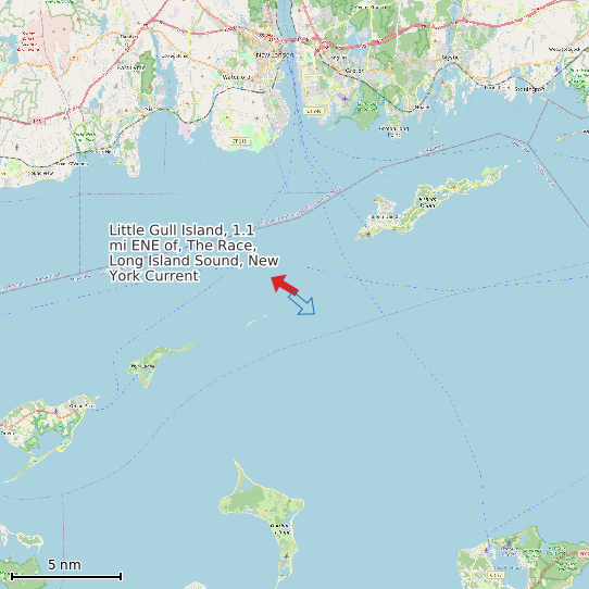 Map of Little Gull Island, 1.1 mi ENE of, The Race, Long Island Sound, New York Current Prediction Station