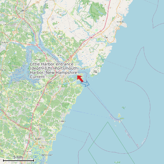 Map of Little Harbor entrance (depth 3 ft), Portsmouth Harbor, New Hampshire Current Prediction Station