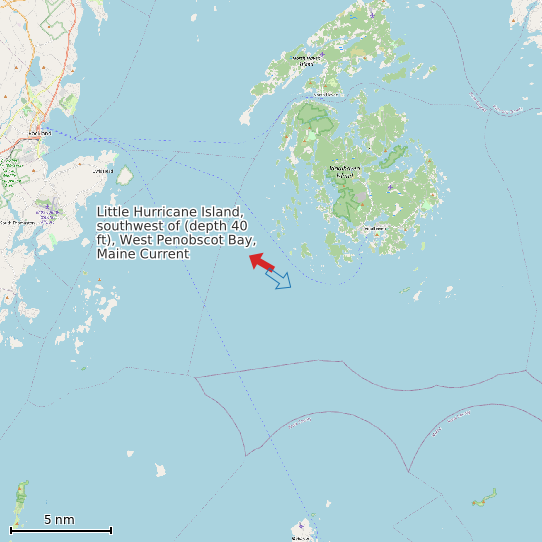 Map of Little Hurricane Island, southwest of (depth 40 ft), West Penobscot Bay, Maine Current Prediction Station