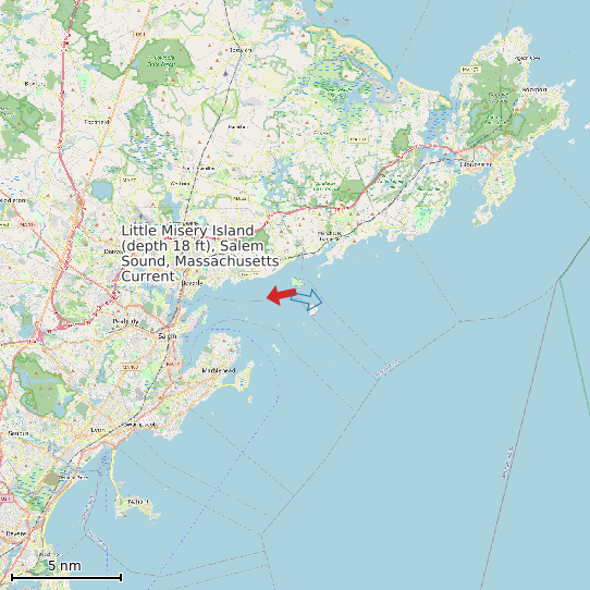 Map of Little Misery Island (depth 18 ft), Salem Sound, Massachusetts Current Prediction Station