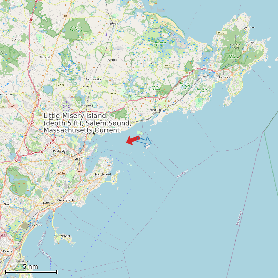 Map of Little Misery Island (depth 5 ft), Salem Sound, Massachusetts Current Prediction Station