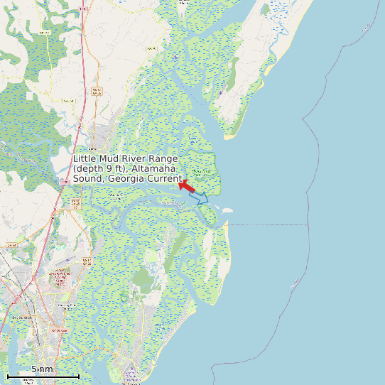 Map of Little Mud River Range (depth 9 ft), Altamaha Sound, Georgia Current Prediction Station