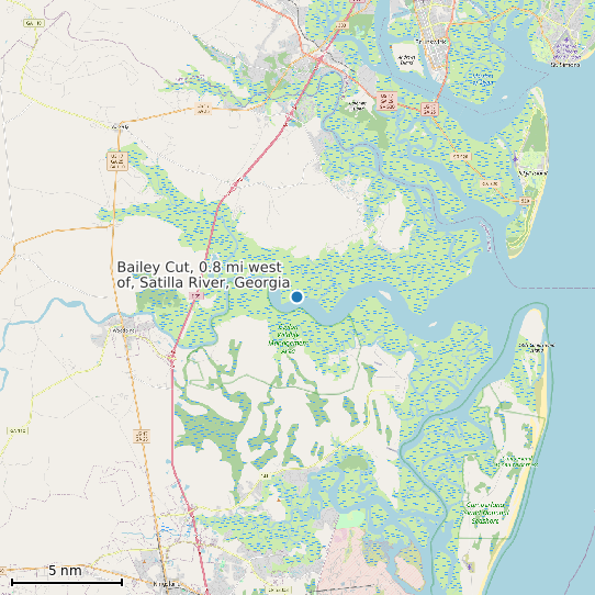 Map of Bailey Cut, 0.8 mi west of, Satilla River, Georgia Tide Prediction Station