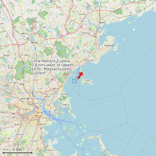 Map of Little Nahant Cupola, 0.6 nmi west of (depth 10 ft), Massachusetts Current Prediction Station