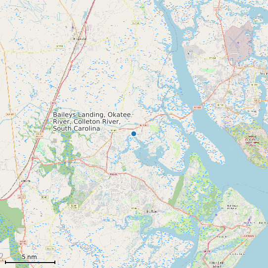 Map of Baileys Landing, Okatee River, Colleton River, South Carolina Tide Prediction Station