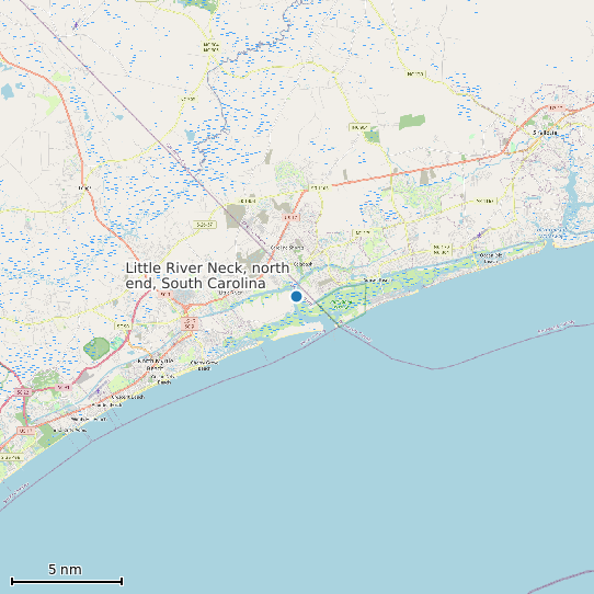 Map of Little River Neck, north end, South Carolina Tide Prediction Station