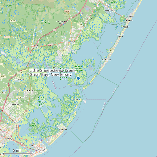 Map of Little Sheepshead Creek, Great Bay, New Jersey Tide Prediction Station
