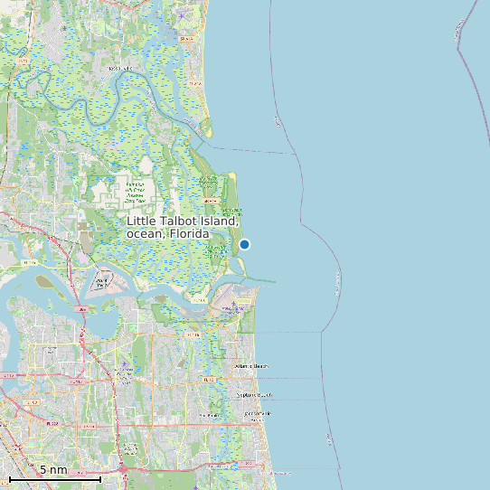 Map of Little Talbot Island, ocean, Florida Tide Prediction Station