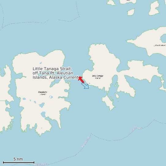 Map of Little Tanaga Strait, off Tana Pt, Aleutian Islands, Alaska Current Prediction Station