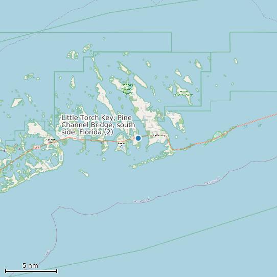 Map of Little Torch Key, Pine Channel Bridge, south side, Florida (2) Tide Prediction Station