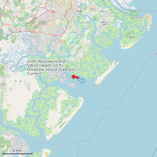 Map of Little Wassaw Island, SW of (depth 10 ft), Ossabaw Sound, Georgia Current Prediction Station