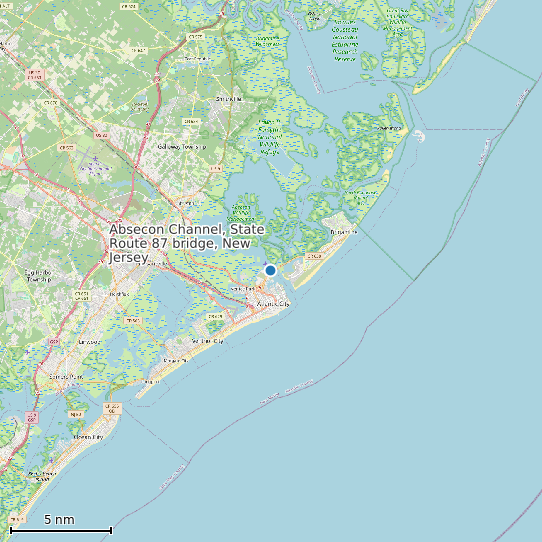 Map of Absecon Channel, State Route 87 bridge, New Jersey Tide Prediction Station