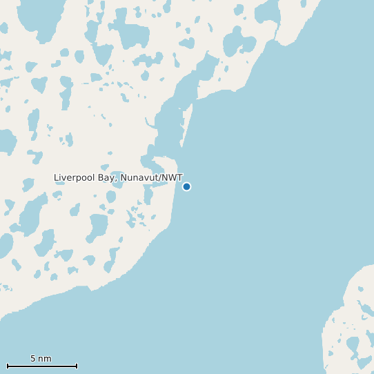 Map of Liverpool Bay, Nunavut/NWT Tide Prediction Station