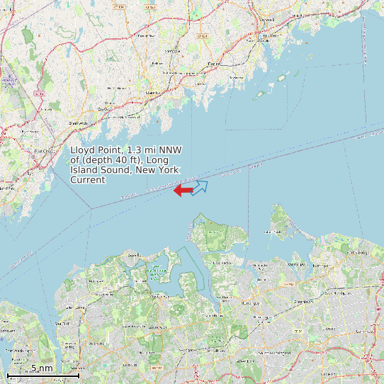 Map of Lloyd Point, 1.3 mi NNW of (depth 40 ft), Long Island Sound, New York Current Prediction Station