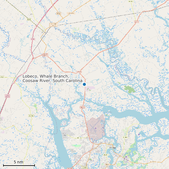 Map of Lobeco, Whale Branch, Coosaw River, South Carolina Tide Prediction Station