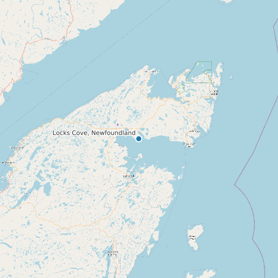 Map of Locks Cove, Newfoundland Tide Prediction Station
