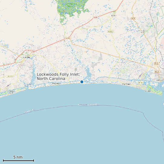 Map of Lockwoods Folly Inlet, North Carolina Tide Prediction Station