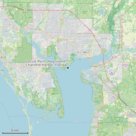 Map of Locust Point, Hog Island, Charlotte Harbor, Florida Tide Prediction Station