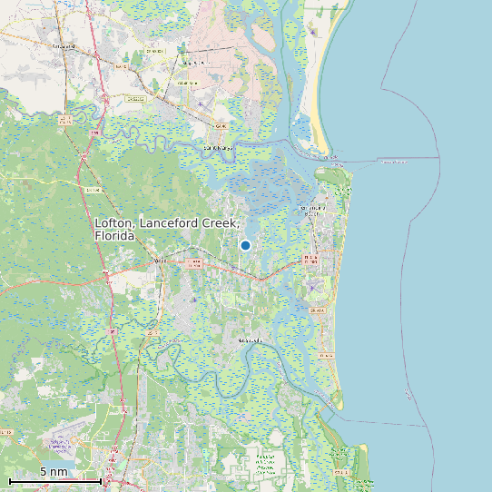 Map of Lofton, Lanceford Creek, Florida Tide Prediction Station