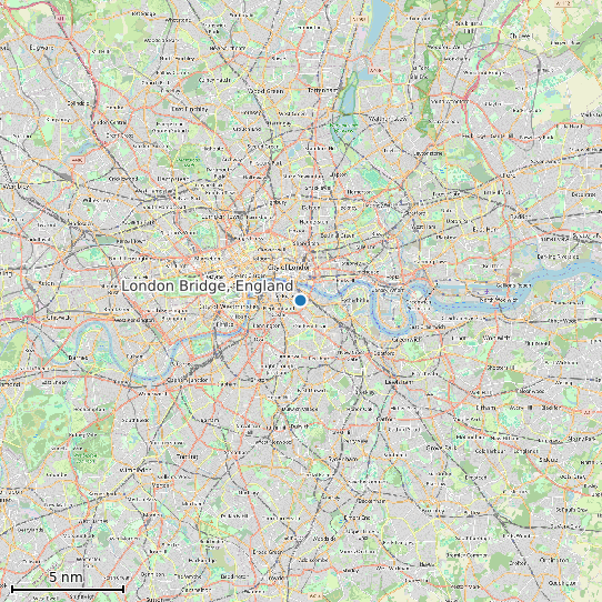 Map of London Bridge, England Tide Prediction Station
