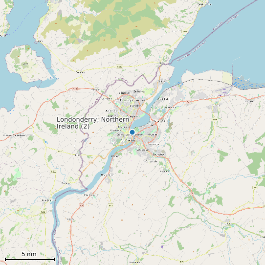 Map of Londonderry, Northern Ireland (2) Tide Prediction Station