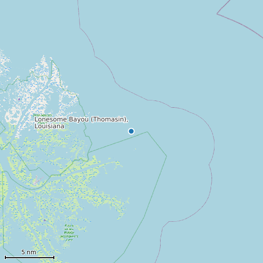 Map of Lonesome Bayou (Thomasin), Louisiana Tide Prediction Station