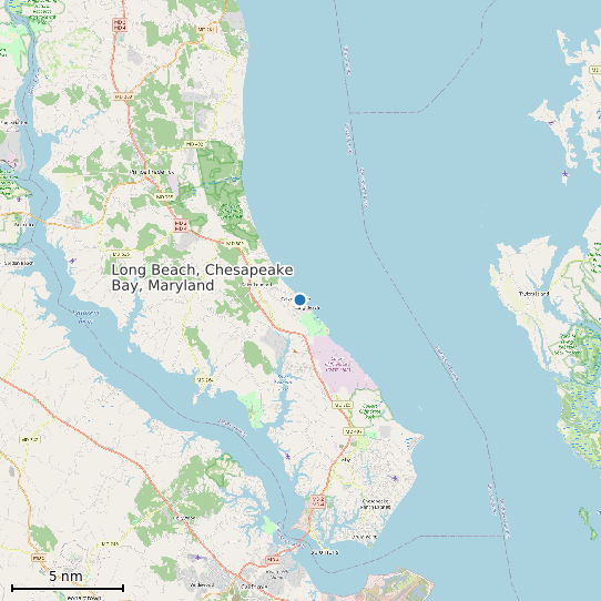 Map of Long Beach, Chesapeake Bay, Maryland Tide Prediction Station
