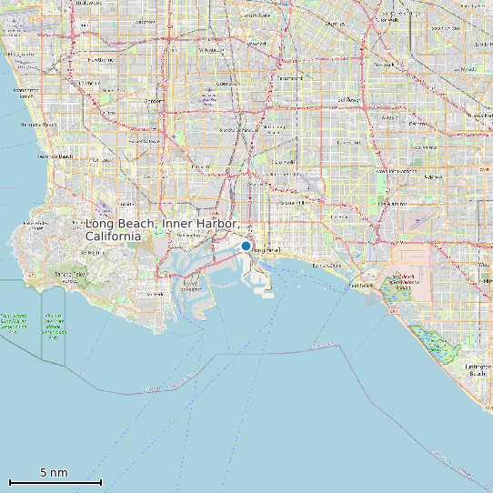 Map of Long Beach, Inner Harbor, California Tide Prediction Station