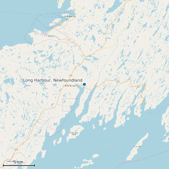 Map of Long Harbour, Newfoundland Tide Prediction Station