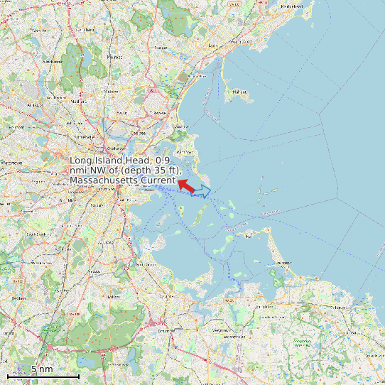Map of Long Island Head, 0.9 nmi NW of (depth 35 ft), Massachusetts Current Prediction Station