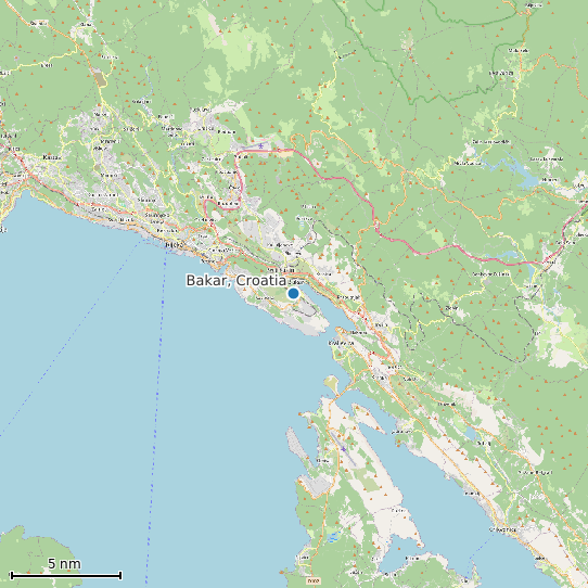 Map of Bakar, Croatia Tide Prediction Station