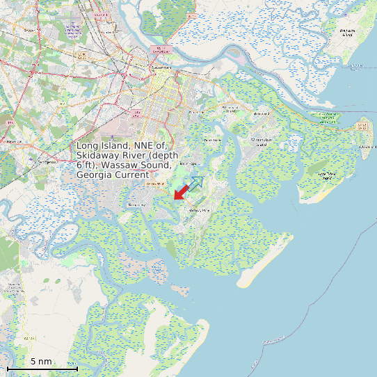 Map of Long Island, NNE of, Skidaway River (depth 6 ft), Wassaw Sound, Georgia Current Prediction Station