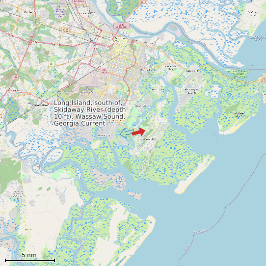 Map of Long Island, south of, Skidaway River (depth 10 ft), Wassaw Sound, Georgia Current Prediction Station