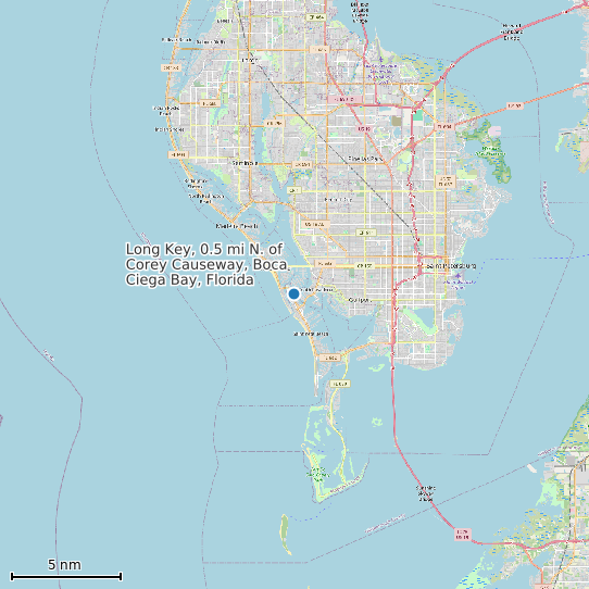 Map of Long Key, 0.5 mi N. of Corey Causeway, Boca Ciega Bay, Florida Tide Prediction Station
