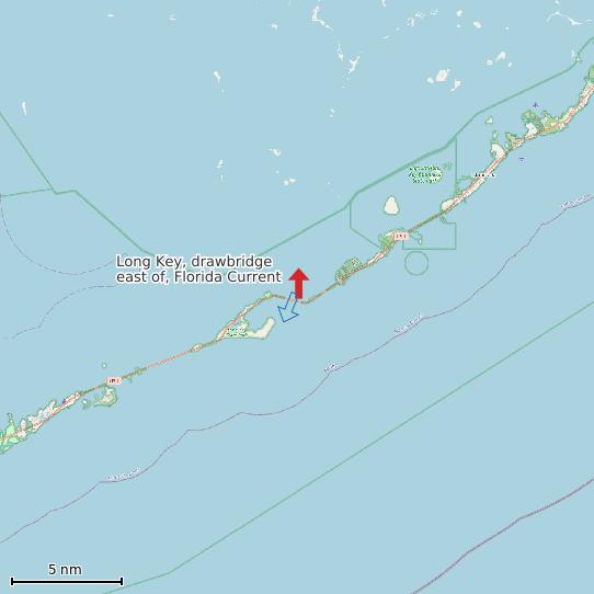 Map of Long Key, drawbridge east of, Florida Current Prediction Station
