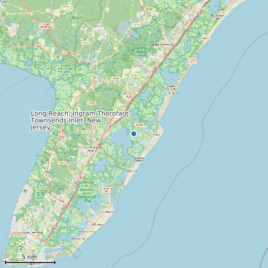 Map of Long Reach, Ingram Thorofare, Townsends Inlet, New Jersey Tide Prediction Station