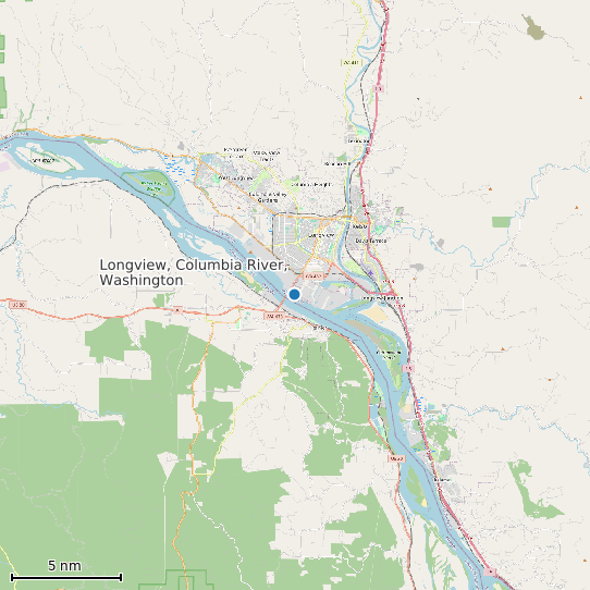 Map of Longview, Columbia River, Washington Tide Prediction Station