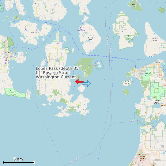 Map of Lopez Pass (depth 35 ft), Rosario Strait, Washington Current Prediction Station