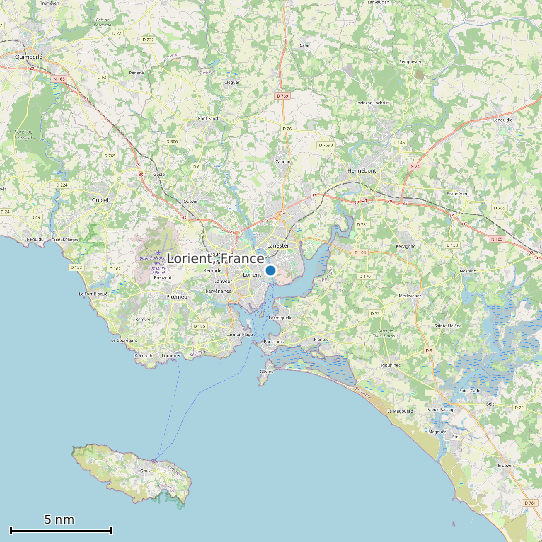 Map of Lorient, France Tide Prediction Station